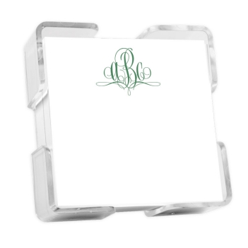 Delavan Monogram Petite Square - White with holder