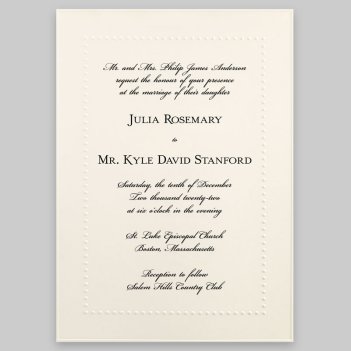 Hawthorn Wedding Invitation Card - Raised Ink