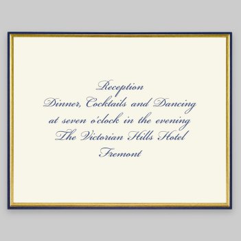 Gold and Navy Minuet Reception Card - Raised Ink