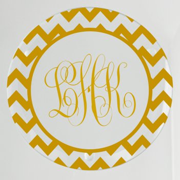 Bronson Chevron Monogram Glass Coaster - Printed Raised Ink