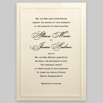 Almond Wedding Invitation Card - Raised Ink