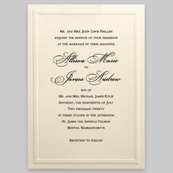 Almond Wedding Invitation Card - Raised Ink