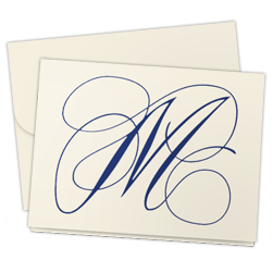 Navy Flourish Note - Single Thick